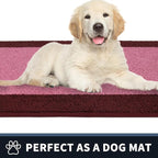 PURRUGS Dirt Trapping Door Mat 32" x 48", Non-Slip/Skid Machine Washable Entryway Rug, Shoes Scraper, Throw Rug, Super Absorbent Area Rug for Muddy Wet Shoes and Paws, Pink & Burgundy Red
