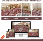 2' x 3' Red Washable Area Rugs, Non-Slip Entryway Rug, Boho Low Pile Door Mat Indoor Entrance, Floral Medallion Pattern Vintage Rugs for Kitchen Bedroom Bathroom Laundry Living Room Farmhouse