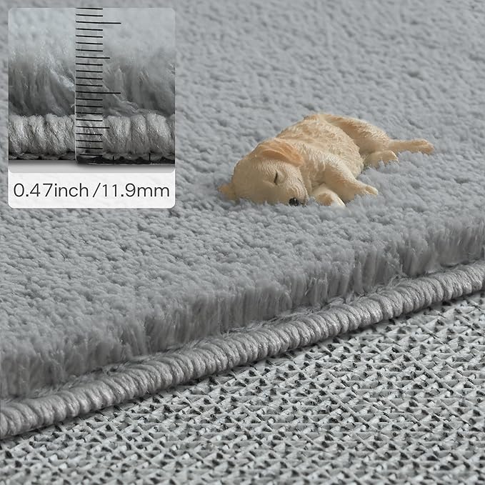 Solid Washable Area Rug - 10x14 Medium Pile Faux Cashmere Carpet for Living Room Bedroom, Grey