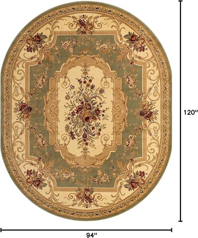 Unique Loom Versailles Collection Traditional Classic Floral Motif Area Rug (7' 11 x 10' 0 Oval, Green/Ivory)