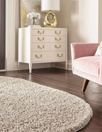 Unique Loom Solid Shag Collection Area Rug (3' 3" x 5' 3" Oval, Taupe)