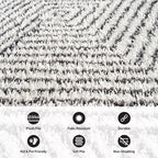 Rugshop Geometric Diamond Stripe Shag Runner Rug White 2' 3" x 12' Great for Long Hallways, Open Entryways, or Galley Kitchens