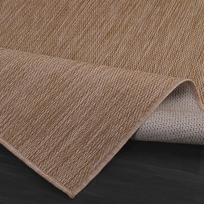 CAMILSON Outdoor Rug 9x12 Modern Area Rugs for Large Indoor and Outdoor Patios and Porches - Waterproof, Washable, Non-Shedding, Easy-to-Clean Outside Carpet (9 x 12, Solid - Jute)