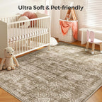 WITSHOCK 5x7 Area Rugs for Living Room: Machine Washable Non Slip Modern Abstract Carpet - Low Pile Print Rug for Bedroom Dining Room - Stain Resistant for Household - Pet Owners (Earthy Brown)