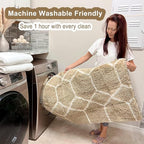 ONASAR Living Room Area Rug 6x9, Large Beige and White Geometric Floor Rugs for Bedroom Home Decor Aesthetic, Soft Fuzzy Shaggy Plush Fluffy Moroccan Carpet for Teen Nursery Dorm Classroom Office