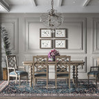 Easy-Going Area Rug 6x9 Medallion Distressed Washable Rugs for Living Room Non-Slip Bedroom Rug Low Pile Lightweight Vintage Retro Throw Rug for Dining Room Kitchen Home Office Carpet, Teal Brick