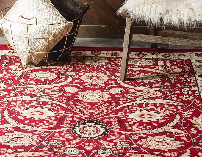 Unique Loom Espahan Collection Area Rug - Cape Cod (6' 1" x 9' Rectangle, Red/ Beige)