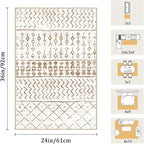2x3 Machine Washable Area Rug for Entryway, Brown White Vintage Moroccan Rug Non-Slip Low Pile Soft Faux Wool Small Carpet, Kids and Pets Friendly for Bedroom Kitchen Hallway Home Decor Rug