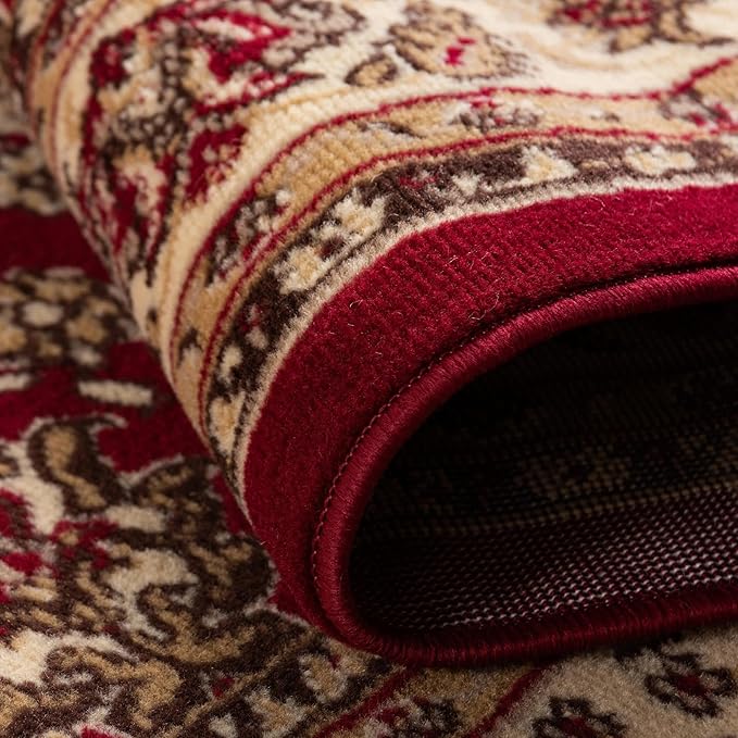 Unique Loom Sialk Hill Collection Area Rug - Washington (5' Square Burgundy/Cream)