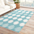 Aqua and White Rug, 3x5 Rug, Blue Rugs for Living Room Bedroom, Geometric Small Area Rug, Washable Rug Non Slip Soft Indoor Carpet, Kids and Pets Friendly, Aqua and White Home & Room Decor