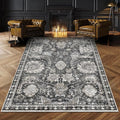 RUGSURE Washable Area Rugs - Perfect for Living Room, Bedroom, Kids Room, Nursery - Stain & Water Resistant Non-Slip, Pet & Child Friendly, Vintage Tribal Area Rugs (Grey, 8' x 10')