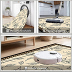 Medieval French Style Area Rugs 6x9ft, Off-White Botanical Leaf Pattern Rug, Low Pile Carpet, Washable & Non-Slip for Living Room, Bedroom, Dining Room, Dorm