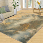 Misty Peaks Rugs for Bedroom - 6x8 Area Rug - Classic Fairy Palace Rugs for Living Room, Fairy Forest Rug, Washable Home Decor Carpet
