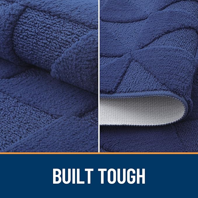 OLANLY Door Mats Indoor, Non-Slip, Absorbent, Dirt Resist, Entrance Washable Mat, Low-Profile Inside Entry Doormat for Entryway (59x36 inches, Navy)