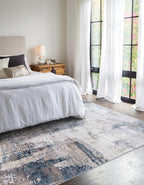 vivorug 9x12 Area Rugs for Living Room, Non Slip Machine Washable Modern Abstract Rug, Ultra-Thin Lightweight Large Area Rug Carpet for Bedroom, Dining Room, Low Pile Gray/Navy