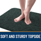OLANLY Dog Door Mat for Muddy Paws 30x17, Absorbs Moisture and Dirt, Absorbent Non-Slip Washable Doormat, Quick Dry Chenille Mud Mat, Entry Indoor Entryway Carpet for Inside Floor, Blackish Green