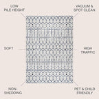 JONATHAN Y Boho Vintage Diamond Cream/Navy Indoor Area Rug 8X10 ft, Moroccan Hype for Living Room, Bedroom, Kitchen, Office, Easy-Cleaning, High Traffic, Pet-Friendly, Non-Shedding (MOH101F-8)