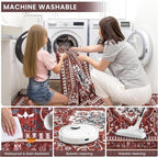 2' x 3' Red Washable Area Rugs, Non-Slip Entryway Rug, Boho Low Pile Door Mat Indoor Entrance, Floral Medallion Pattern Vintage Rugs for Kitchen Bedroom Bathroom Laundry Living Room Farmhouse