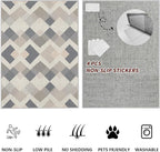 Modern Area Rug Living Room Rugs 4x6, Minimalist Soft Boho Geometric Rug, Non-Slip Washable Low Pile Non Shedding Carpet for Bedroom Office Dining Room Kitchen Nursery, Gray Beige White