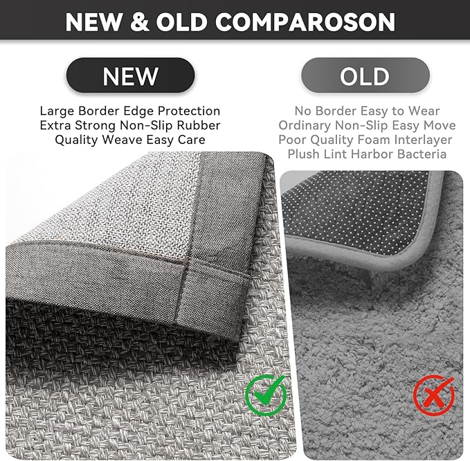 Washable Area Rug 6x9 Large Jute Like Rug for Living Room, Soft Non Slip Rugs Carpet for Dining Room Bedroom Cotton Boho Woven Braided Rugs Home Office Decor, Grey