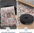 KOZYFLY Long Runners for Hallways 3x10 Ft Washable Kitchen Rug Faux Wool Printed Stair Runner Floor Carpet for Bedroom Entryway Stairs Kitchen Hall Indoor Use, Terracotta/Beige