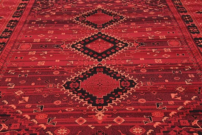 Unique Loom Tekke Collection Area Rug - Sheibani (7' 10" x 11' Rectangle, Red/ Black)