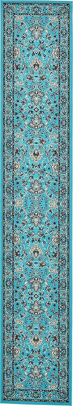 Unique Loom Sialk Hill Collection Area Rug - Washington (2' 11" x 16' 5" Runner Turquoise/Black)