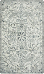 Lahome Bohemian Floral Medallion Area Rug - 3x5 Beige Washable Entryway Rug Office Mat, Transitional Non Slip Indoor Throw Bedroom Carpet for Kitchen Coffee Table Mudroom Dressing Room RV