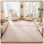 Istana Living Room Rug 10x14 - Pink 10 x 14 Area Rug - Foldable Machine Washable Area Rugs 10x14 - Stylish 10x14 Area Rugs Boho - Stain Resistant Washable Rug 10x14