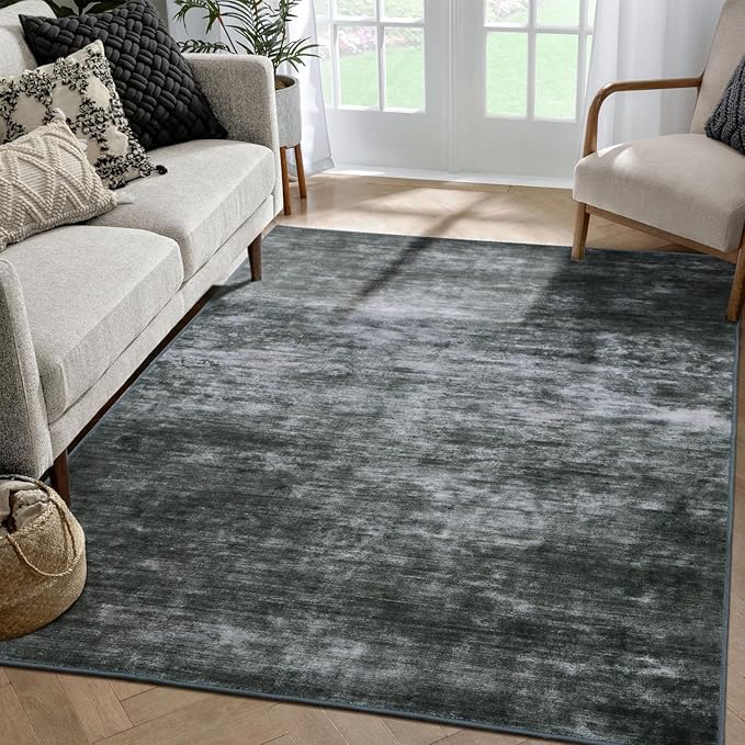 WILLSUN Washable Area Rugs, 3x5 Non-Slip Boho Large Area Rugs for Living Room, Bedroom, Machine Washable Vintage Rug, Indoor Floral Print Carpet for Home Decor, Kid & Pet Friendly Mat