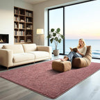 HQAYW 4x6 Area Rugs for Living Room Bedroom, Modern Thickened Memory Foam Soft Rug, Indoor Low Pile Minimalist Washable Non Slip Carpets for Kids Girls Boys Nursery Dorm Home Decor, Dark Red