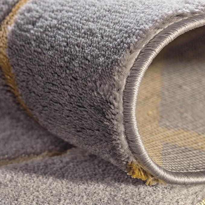 Unique Loom Marilyn Monroe Glam Collection Area Rug - Trellis (5' 3' x 8' Oval, Gray Gold/ Gold)