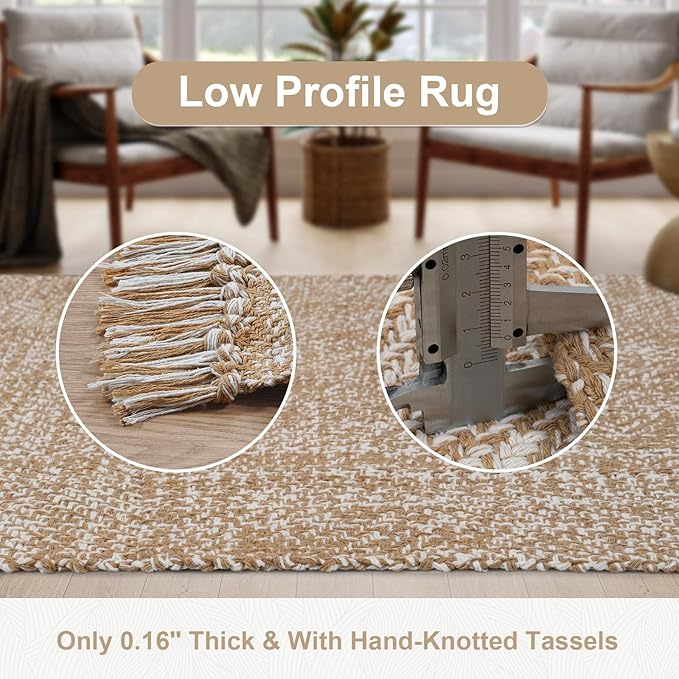 Collive Entryway Door Mat, 27" x 43" Machine Washable Kitchen Rugs, Indoor/Outdoor Low-Profile Doormat Soft Hand-Woven Cotton Bathroom Rug Throw Rugs for Front Back Door Bedroom