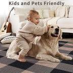 Tangsoo Checkered Easy Jute Rug, 2x3 Washable Ultra Thin Rug for Entryway Non-Slip Black Brown Outdoor Rug,Modern Front Door Mat Carpet for Kitchen Bedroom Porch Doorway