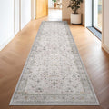 Light Gray Kitchen Rug 12 ft Long - Modern Boho Eclectic Floral Geometric Decor, Washable Low Pile Non-Slip Extra Long Wide Runner Rugs for Hallway, 3x12