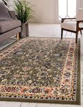 Unique Loom Sialk Hill Collection Area Rug - Washington (9' x 12' Rectangle Green/Hunter Green)