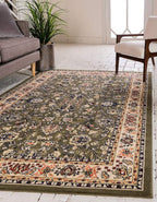 Unique Loom Sialk Hill Collection Area Rug - Washington (9' x 12' Rectangle Green/Hunter Green)