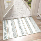 BESTSWEETIE 2x3 Area Rugs for Living Room Washable Moroccan Farmhouse Neutral Geometric Low Pile Non-Slip Soft Print Pattern Rug for Bedroom Kitchen Dining Room Entryway Green/Brown