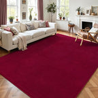 AROGAN Modern Shag Area Rug for Living Room, 5x7 Feet Washable Indoor Floor Carpet, Plush Memory Foam Bedside Rugs for Kids Girls Teens, Low Pile Decor, Wine Red
