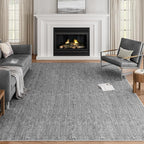 Eleisa Modern Vintage 10x14 Herringbone Chevron Area Rug, Non-Slip Stain Resistant Washable Rug, Light Grey Large Rug for Living Room, Farmhouse Carpet for Bedroom, Kitchen, Dining Room, Home Office