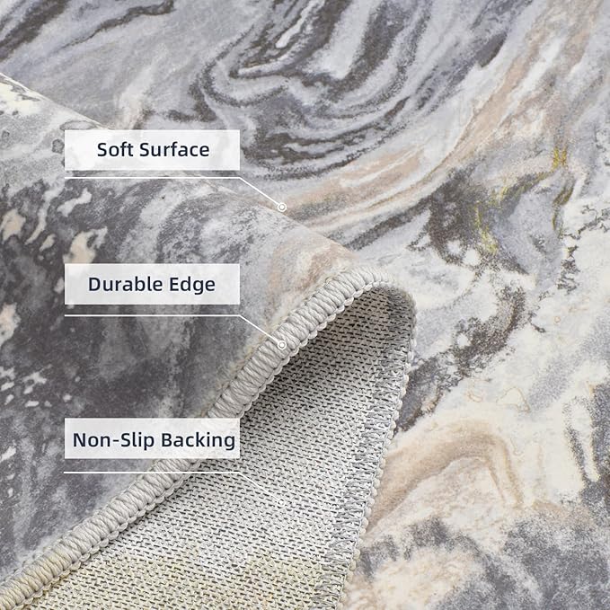 2x8 Runner Rug for Hallways Kitchen Modern Abstract Washable Runner Rug Soft Non Slip Marble Carpet Runner for Laundry Entryway Bedroom Bathroom