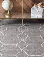 Unique Loom Trellis Frieze Collection Area Rug - Geometric (10' x 13', Dark Gray/ Ivory)