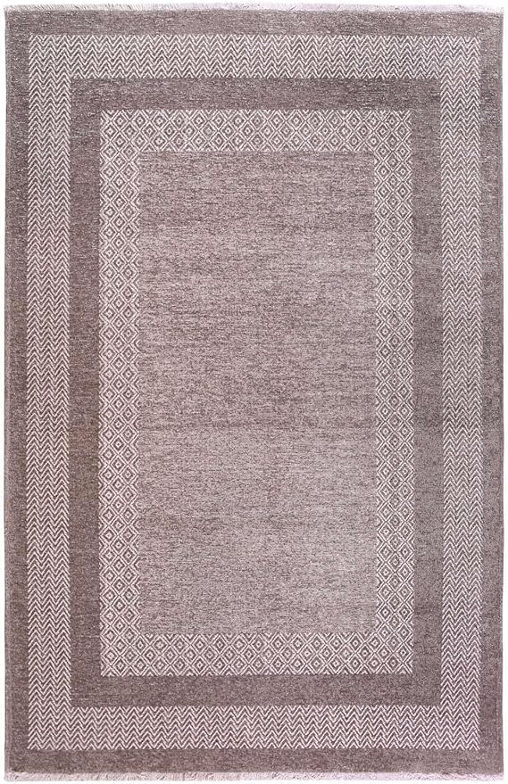 Alfa Rich 7x10 Light Gray Washable Area Rugs for Living Room Bedroom Kitchen Dining Cotton Decor Rug