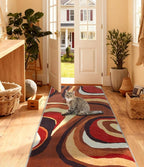 YIHOUSE Burnt Orange Runner Rug 2x6 for Hallway,Farmhouse Brown Retro Carpets Washable,Geometric Abstract Wavy Rug,Unique Colorful Rugs for Dining Room,Kitchen,Bedside Rugs