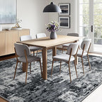 Washable Area Rugs 8'x10' Non-Slip Modern Abstract Soft for Living Room Entryway Bedroom Nursery, Print Pattern, Black Gray