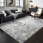 Toneed Abstract Area Rug Modern Washable Rug Soft Non Slip Rug Low Pile for Bedroom Living Room Dining Room Blue 4x6 Feet