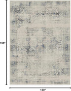 RUGGABLE Washable Vintage Area Rug – Kamran Blue Quartz 10x14, Stain-Resistant, Non-Slip – Large Machine Washable Rugs for Living Room, Bedroom, Hallway, Entryway & Office–with Standard Pad
