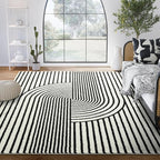 Abani Nuevo Collection Area Rug - Mid-Century Black and White Arch Knot Design - 9' x 12' - for Living Room, Bedroom & Office
