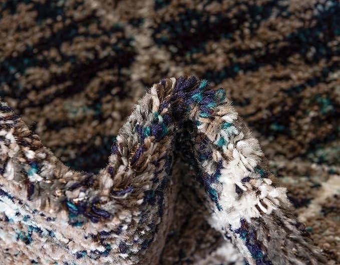 Unique Loom Trellis Frieze Collection Area Rug - Geometric (4' Round, Blue Multi/ Ivory)