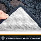 PURRUGS Dirt Trapping Door Mat 33.5" x 59", Non-Skid/Slip Machine Washable Microfiber Entryway Rug, Dog Doormat, Super Absorbent Welcome Mat for Muddy Wet Shoes and Paws, Navy Blue